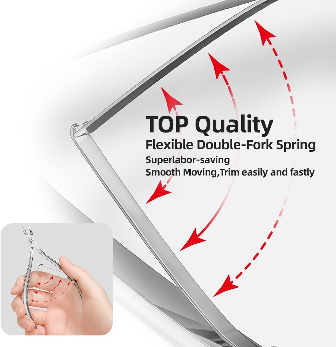 Cuticle Trimmer 3/4 Jaw Extremely Sharp Cuticle Nippers Scissors Stainless Steel Clippers Cutter Remover Pedicure Manicure Nail Tool, cuticle pusher, nail cuticle trimmer professional cuticle cutter - Image 3