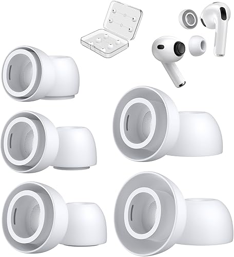 Miniatura 11 de 5 pares de almohadillas de repuesto para AirPods Pro 3 de silicona con bolígrafo limpiador y caja de almacenamiento portátil, color blanco (puntas