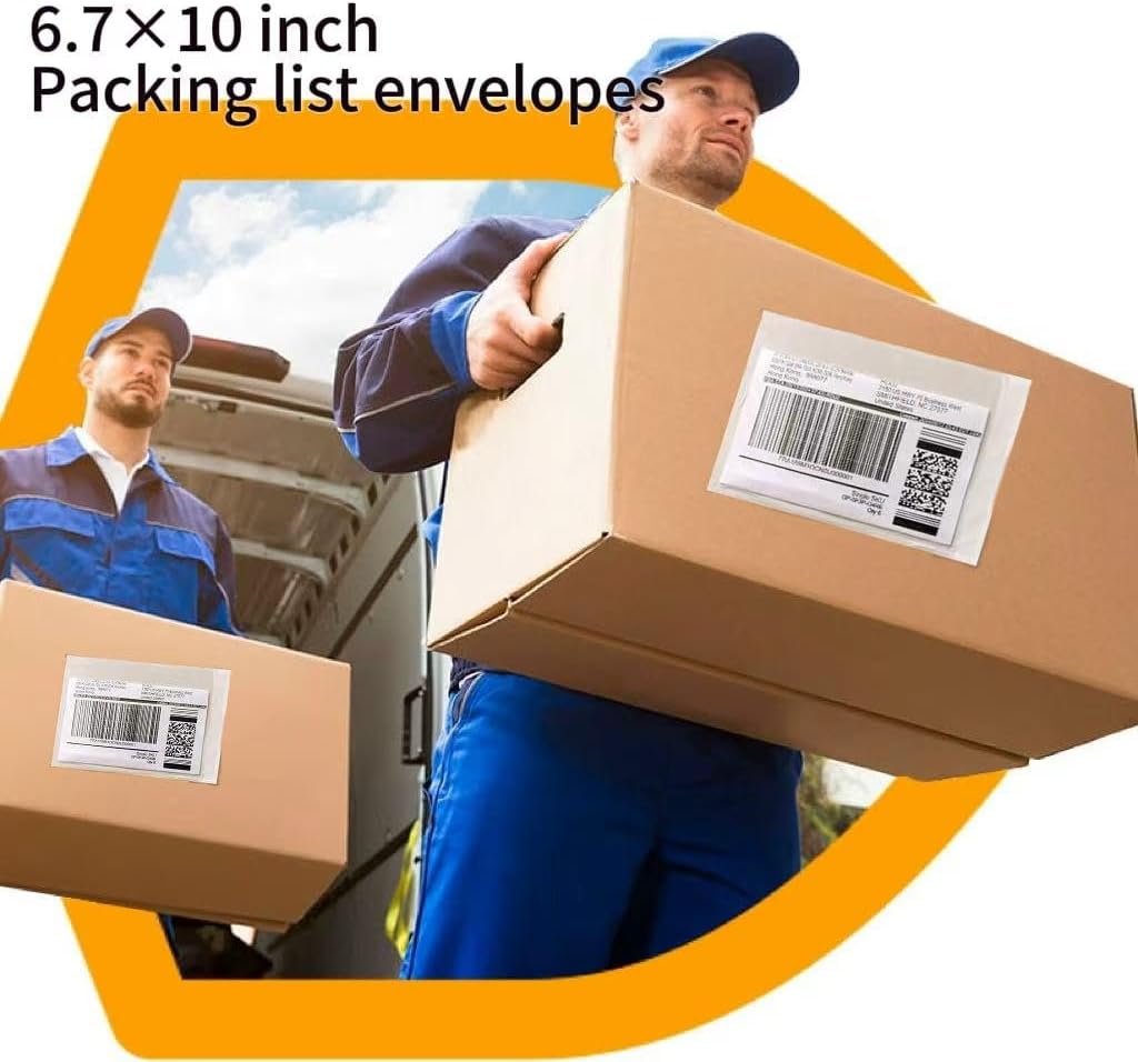 1000PCS 6.7" x 10" Clear Packing List Envelopes, Self-Adhesive Packing Slip Pouches, Waterproof Shipping Pouch Enclosed Envelopes Envelope for Packing Mailing Labels Slip/Invoice/Sleeves