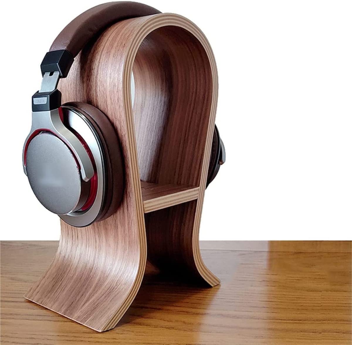 OLTETZ Supporto per Cuffie Supporto Cuffie Stand Cuffie Supporto Per Cuffie In Legno Massello Supporto Per Cuffie A Forma Di U Con Ripiano Multifunzione Supporti per Cuffie