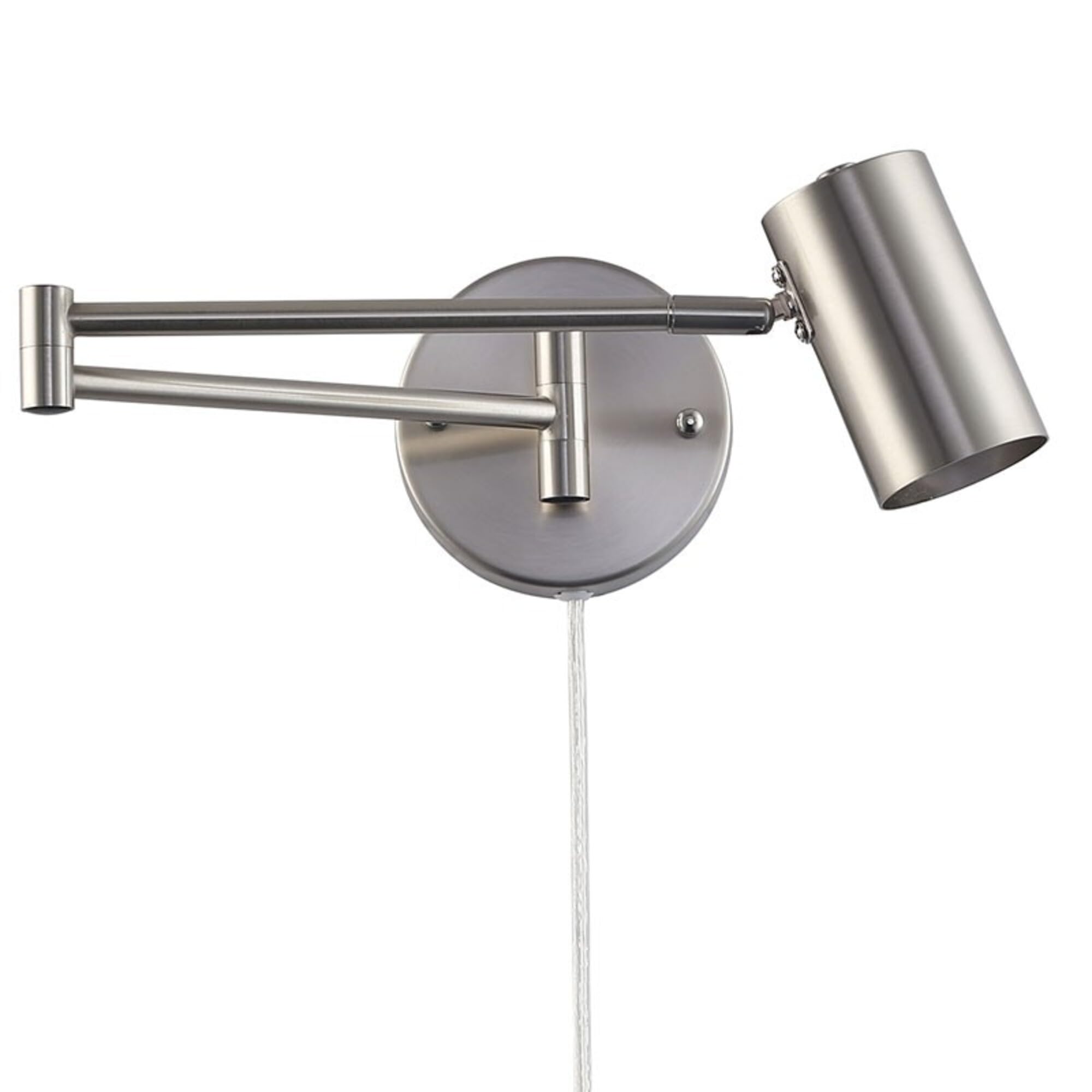 BARCELONA LED applique murale avec bras articulé et prise, lampe murale extensible métal finition nickel satiné style industriel vintage, E27 G45 avec interrupteur pour chambre lecture tête de lit