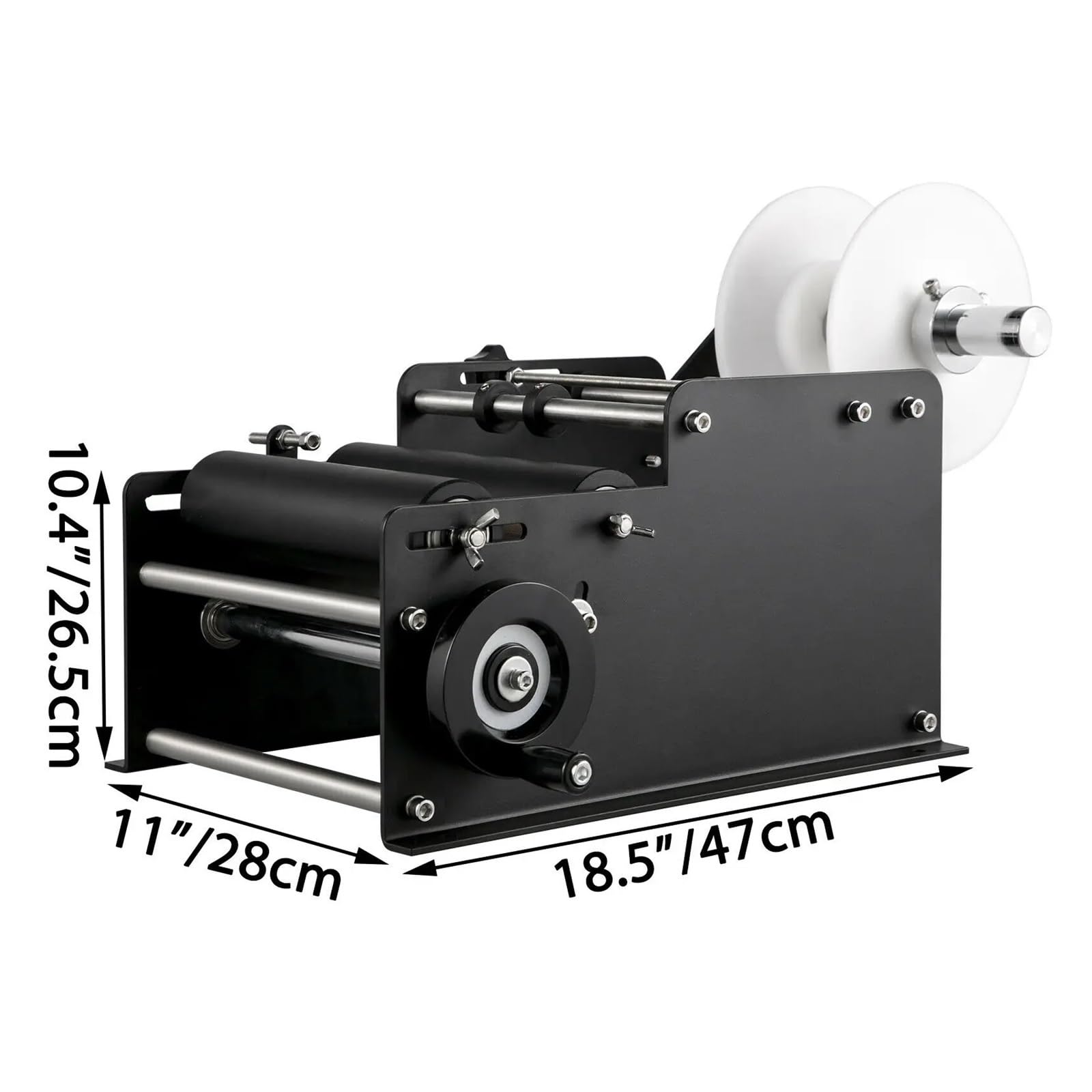 Etiquetadora de botellas semiautomática MT-30 con aplicador de adhesivo eléctrico y cabezal redondo for plástico, vidrio y metal.