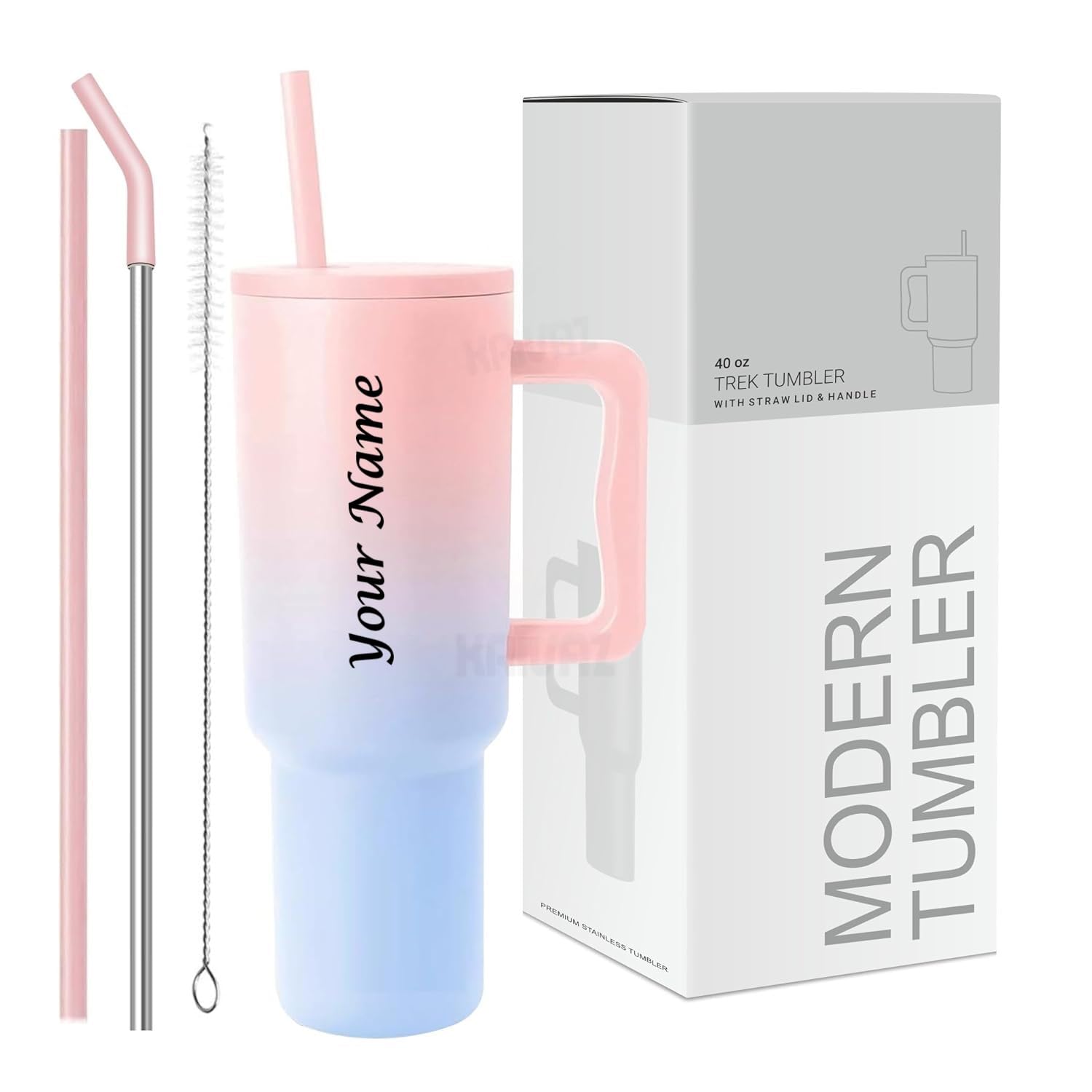 KRIVAZ Stainless Steel Tumbler with Lid & Straw, 100% Leakproof Tumblers with Handle,Sipper for Office,Gym & Outdoors 1200ml Tumbler (Candy Personalized)