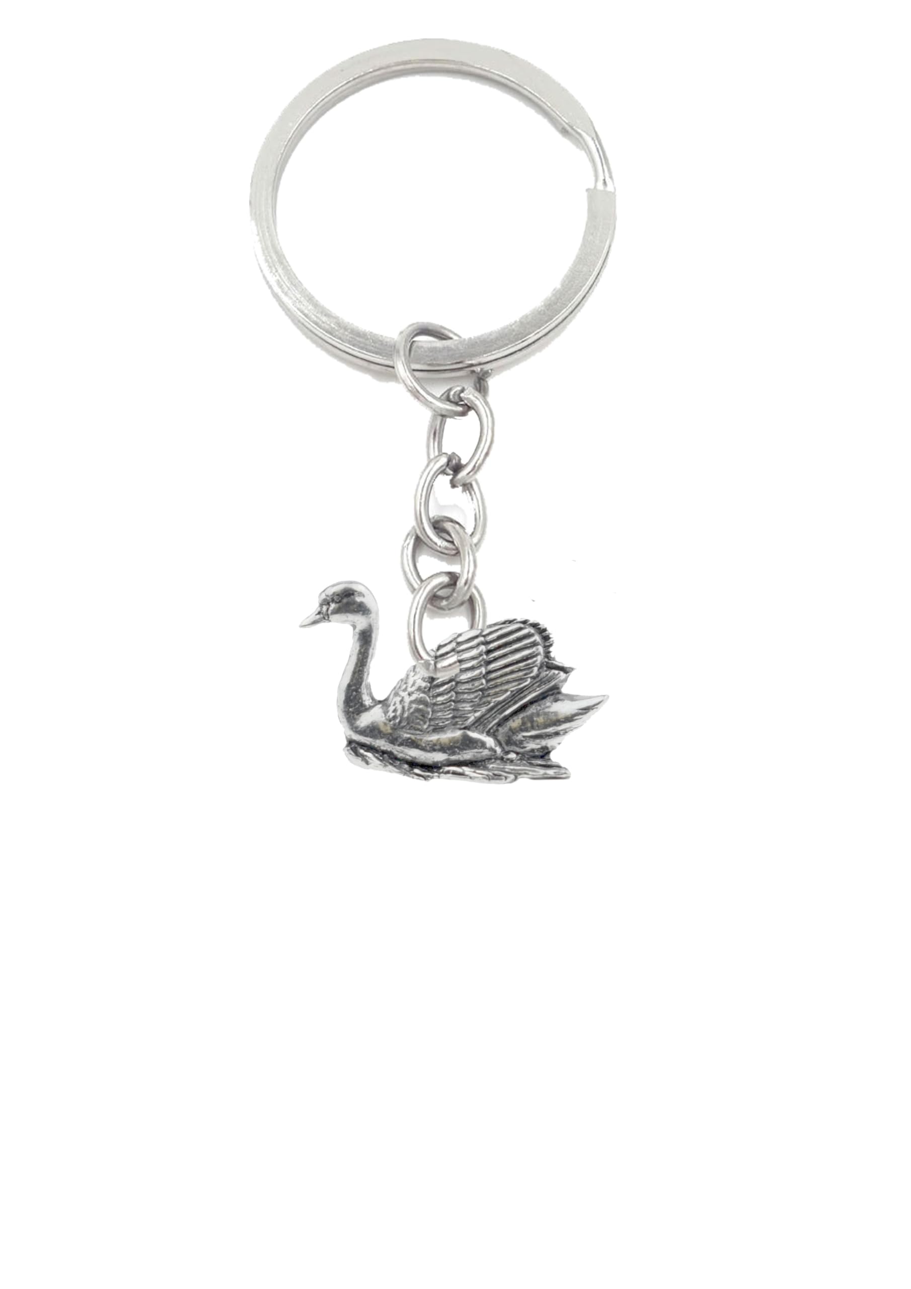 B27 Swan made of fine English Pewter on a split ring key-ring Handmade with prideindetails gift packed handmade in sheffield