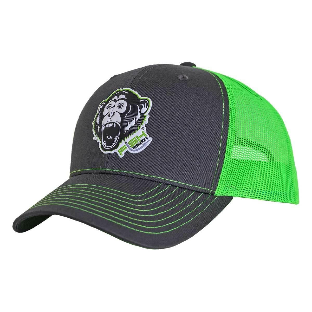 Fish Monkey FM75-CHNG Hat Scream'N Monkey Charcoal/Neon Green