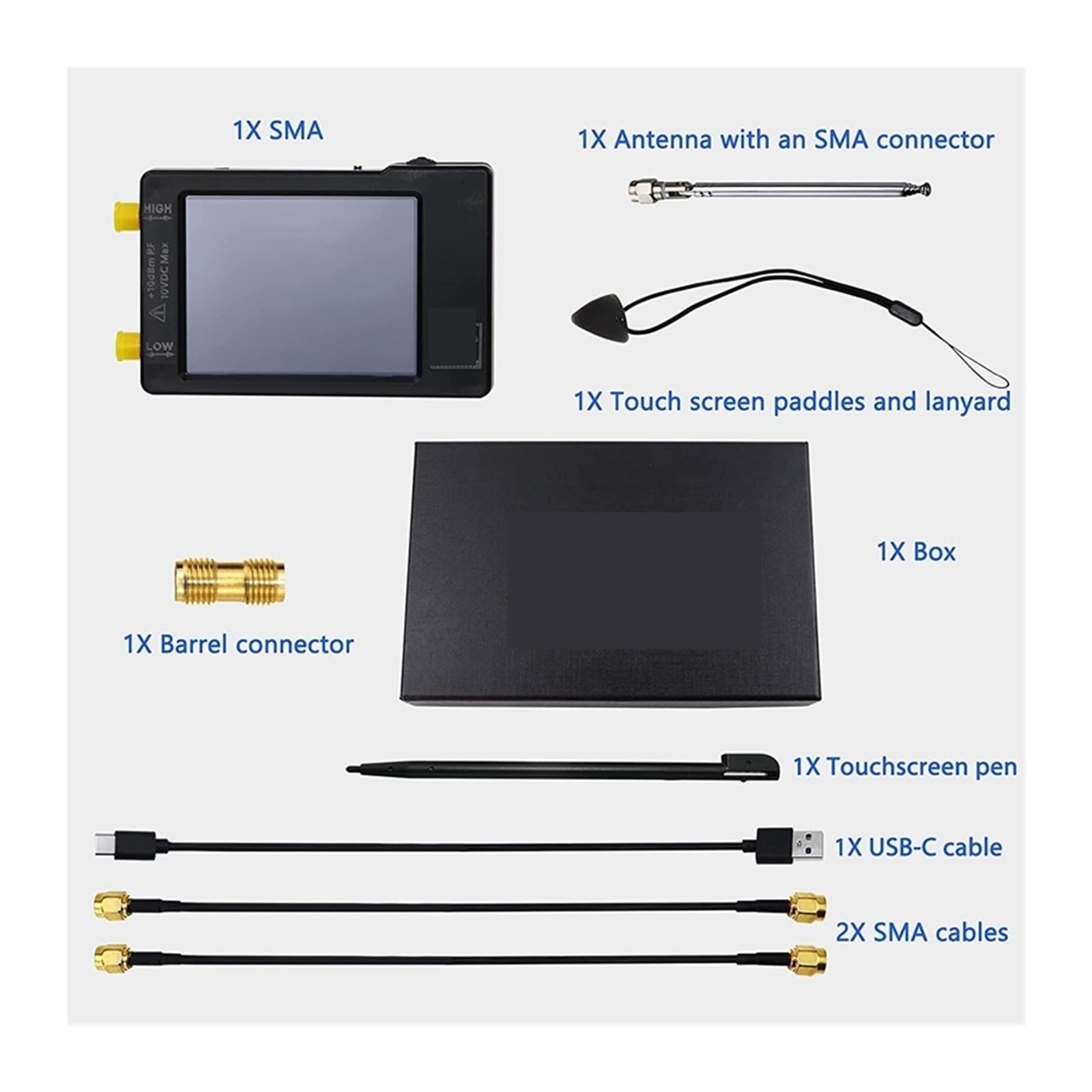 Analizador Vectorial de Redes, Analizador de espectro portátil con pantalla de 2,8", de 100 kHz a 960 MHz y versión con protección ESD Medición de Parámetros S, ROE