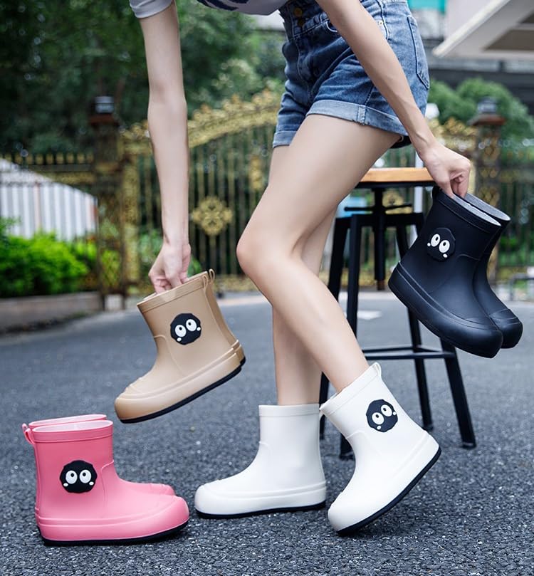 Women’s Rubber Rain Boots Cute Waterproof Non-slip Rain Shoes Garden Shoes Warm Plush Outdoor Cartoon4