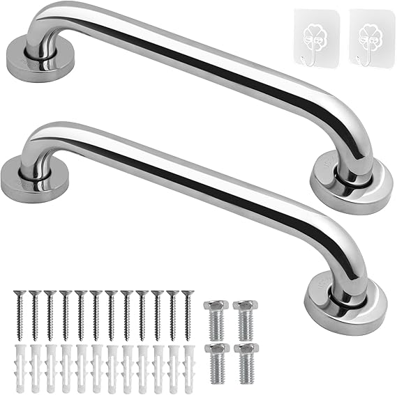 10 inch Shower Grab Rail, Happybase 2 Pack Stainless Steel Bathroom