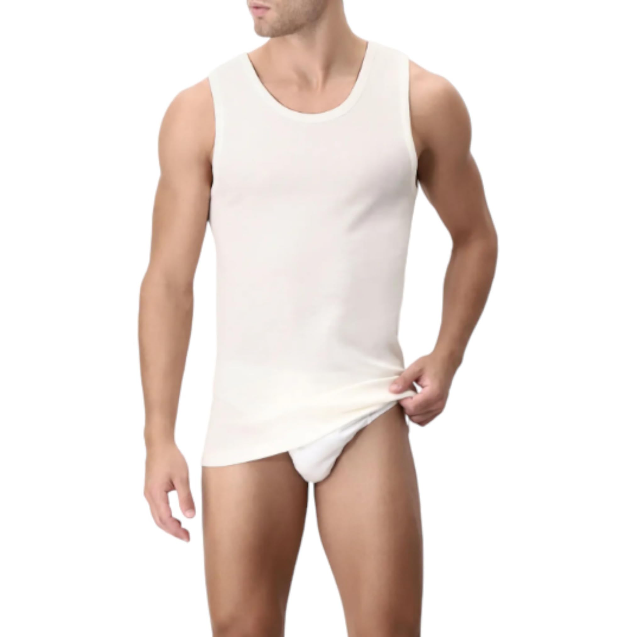 Camiseta de tirantes para hombre, ropa interior de hombro ancho, lana y algodón, camiseta térmica para hombre, camiseta térmica de hombre, fabricada en Italia