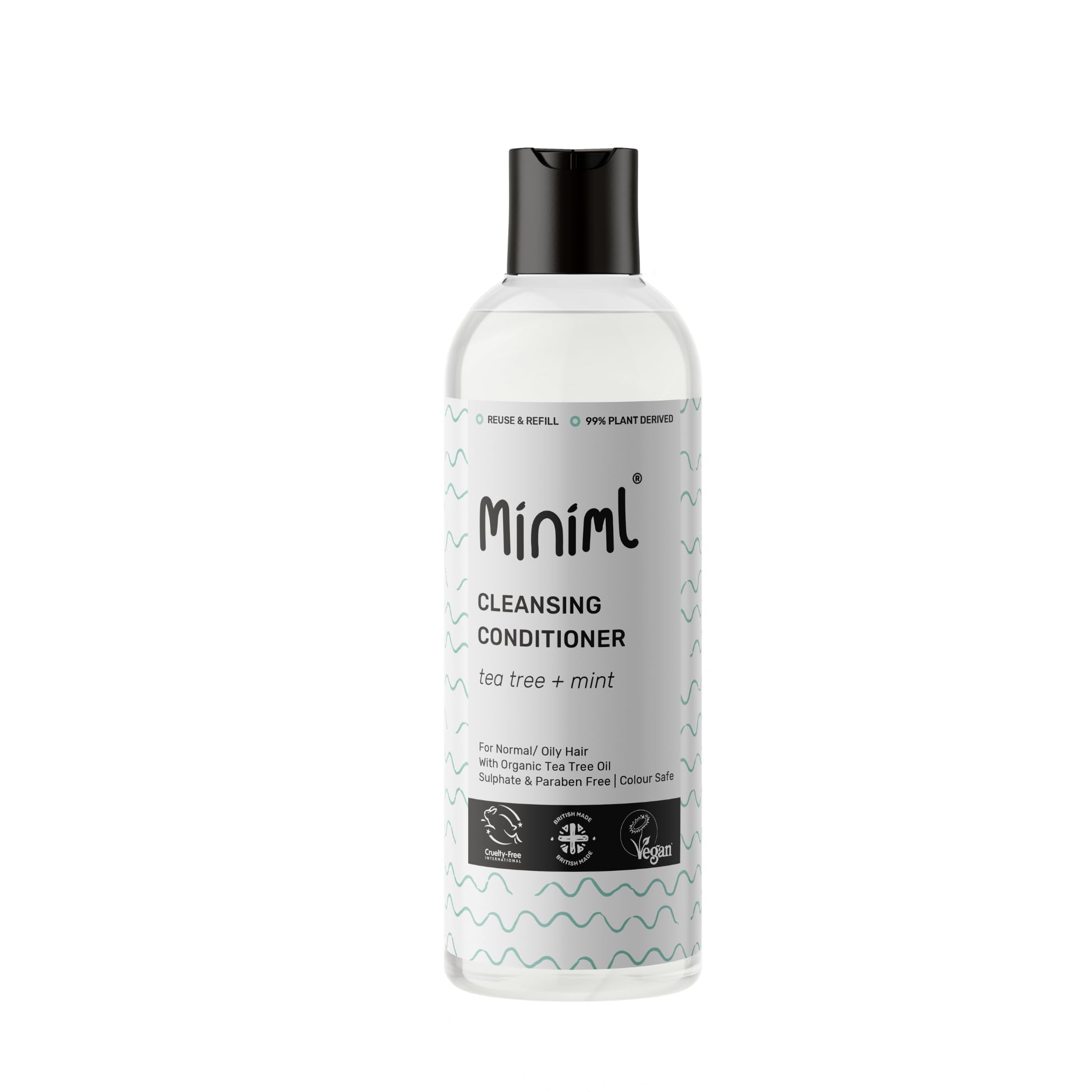 Miniml Natural Cleansing Hair Conditioner- Tea Tree & Mint, Purifying Formula, Normal to Oily Hair, Suitable for Sensitive Scalp & Skin, Sulphate & Paraben Free, Vegan & Cruelty Free, 500ml Bottle