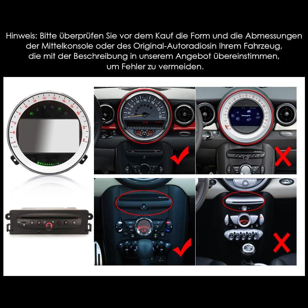8 Núcleos Android 14 Dab+ Radio Coche Estéreo para BMW Mini Cooper (2007-2013) 4GB+64GB Navegación GPS Soporte Inalámbrico CarPlay Android Auto WiFi USB CD Bluetooth 5.0 7" IPS Pantalla táctil