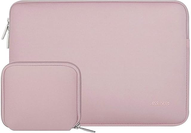 MOSISO Laptop Sleeve Compatible with MacBook Air 13 inch M2 A2681 M1 A2337 A2179 A1932 2023-2018/Pro 13 M2 M1 A2338 A2251 A2289 A1989 A1706 A1708, Neoprene Bag Cover with Small Case, Baby Pink