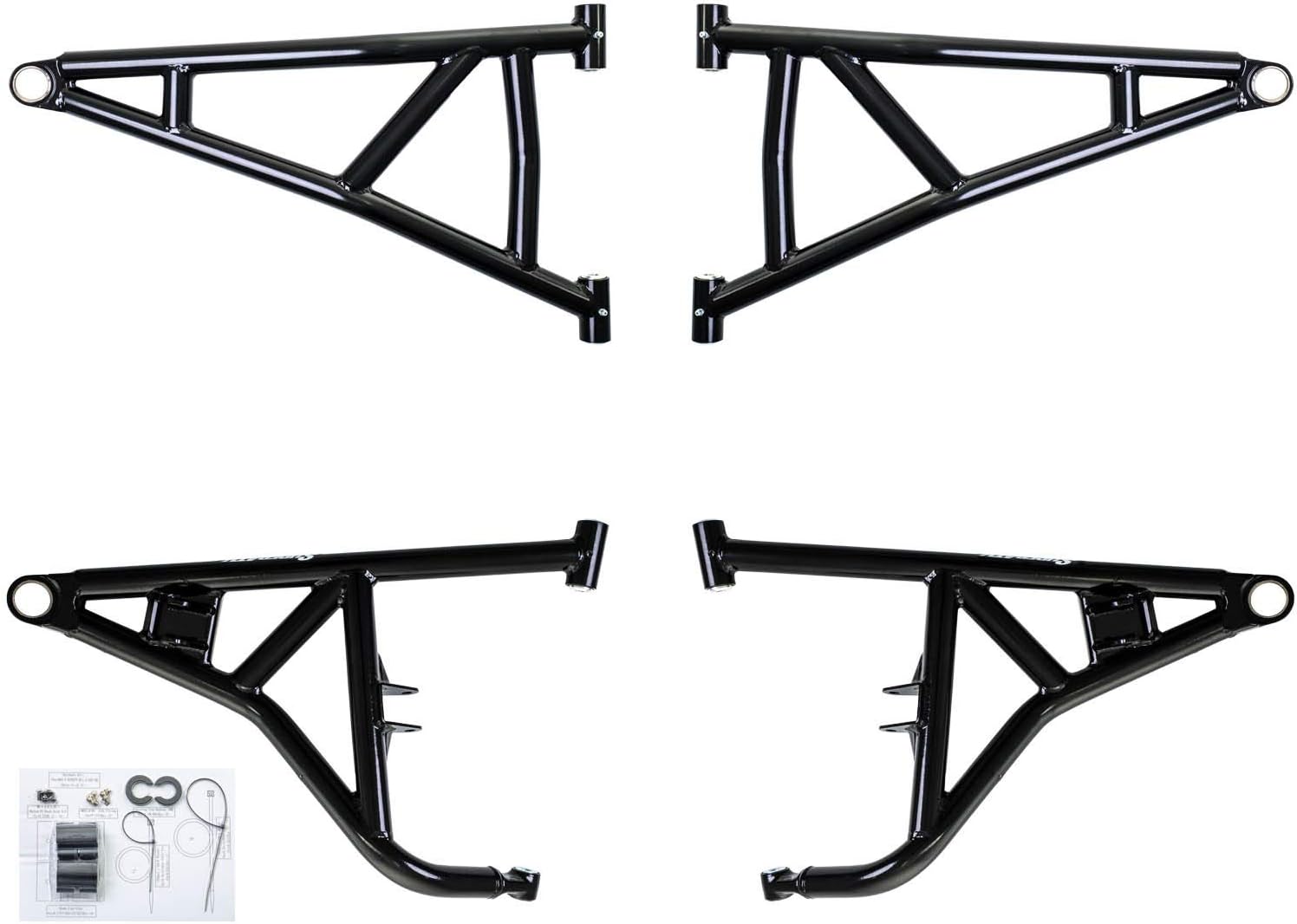 SuperATV Heavy Duty High Clearance Upper Front A-Arms for 2016-2021 Polaris RZR XP Turbo/XP 4 Turbo - Black - Includes 2 Upper A Arms - Non-Adjustable