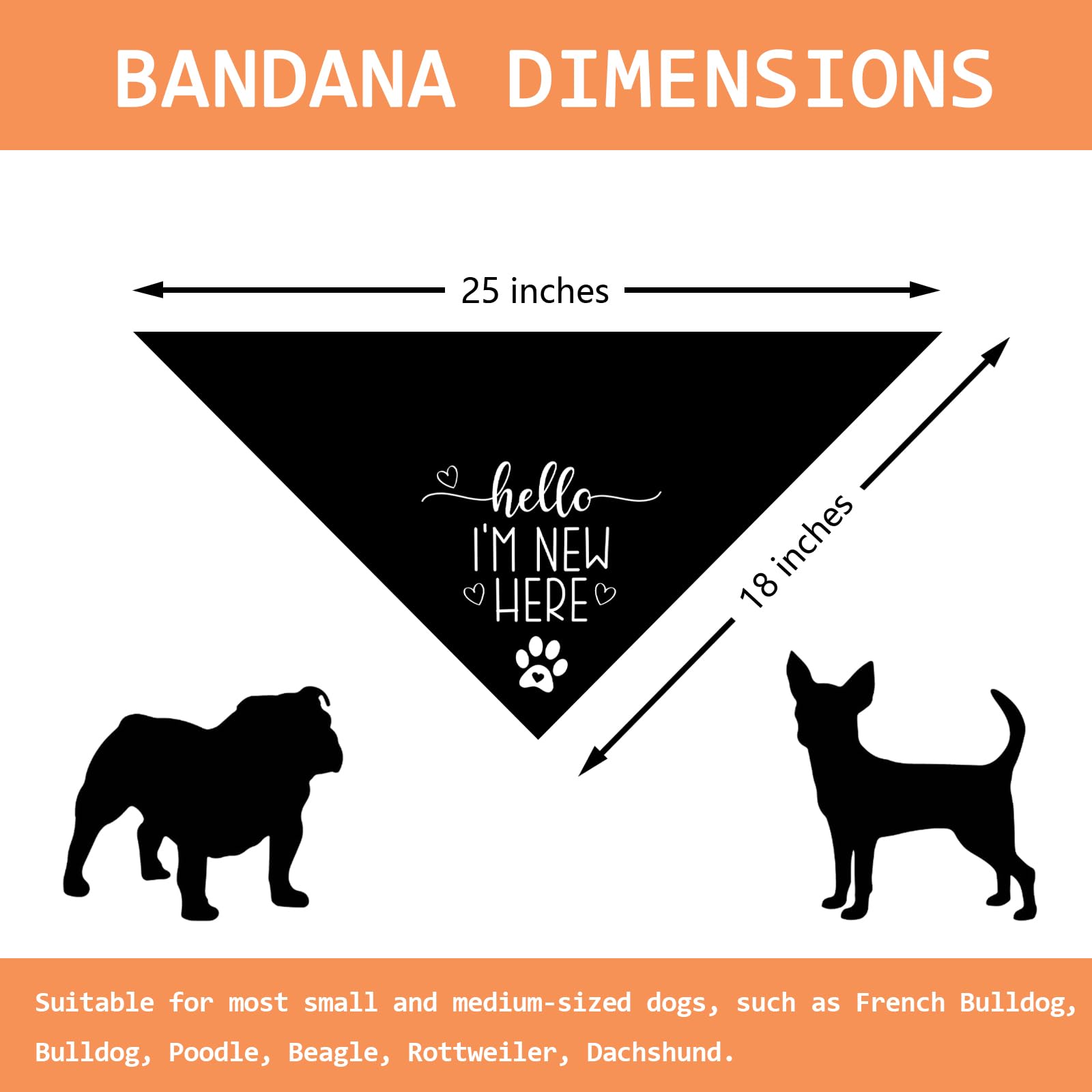 Bandana para perros con texto en inglés «Hello I'm New Here», regalo para nuevos propietarios, bandana para cachorros, regalos para dueños de perros, baberos triangulares, accesorios para perros