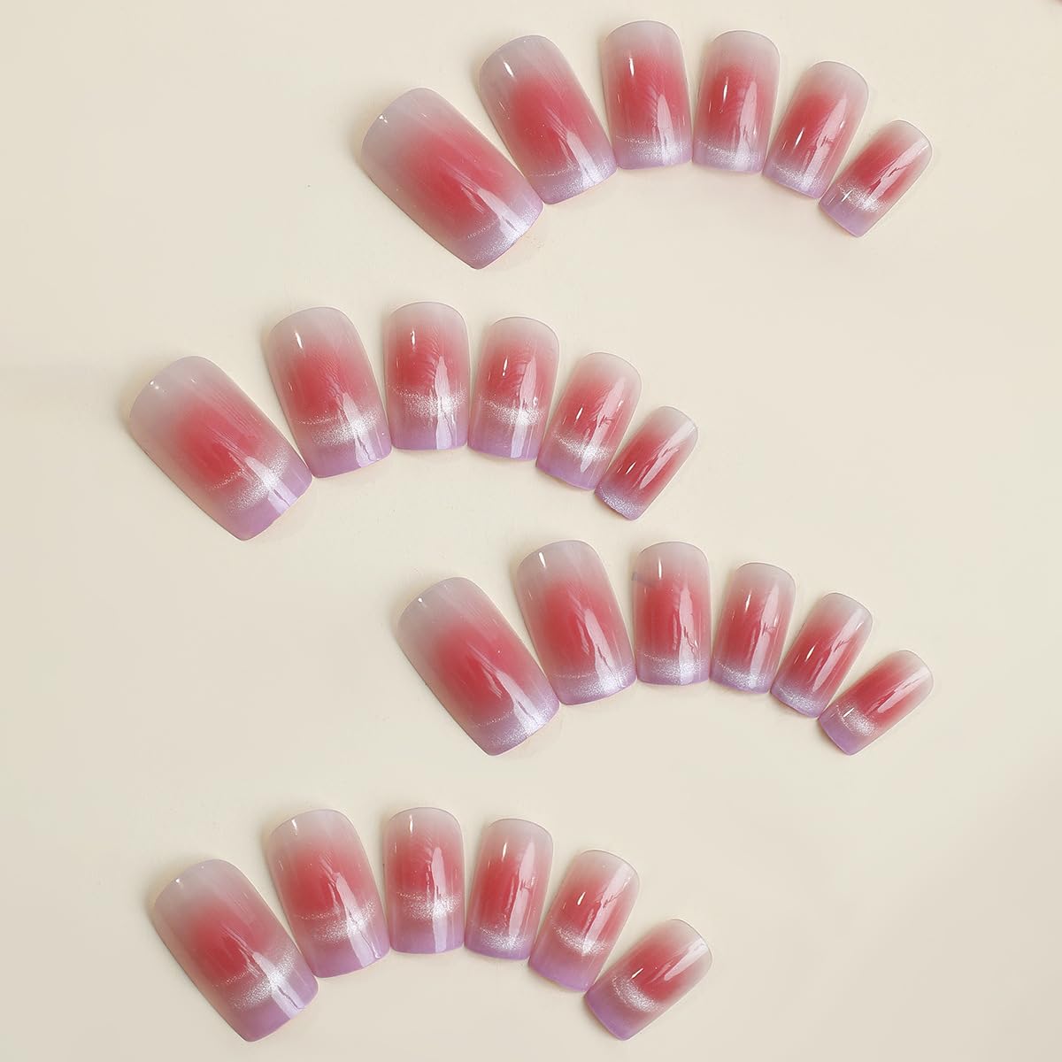 Amazon | ネイルチップショート キャッツアイ ネイルチップ 24枚入