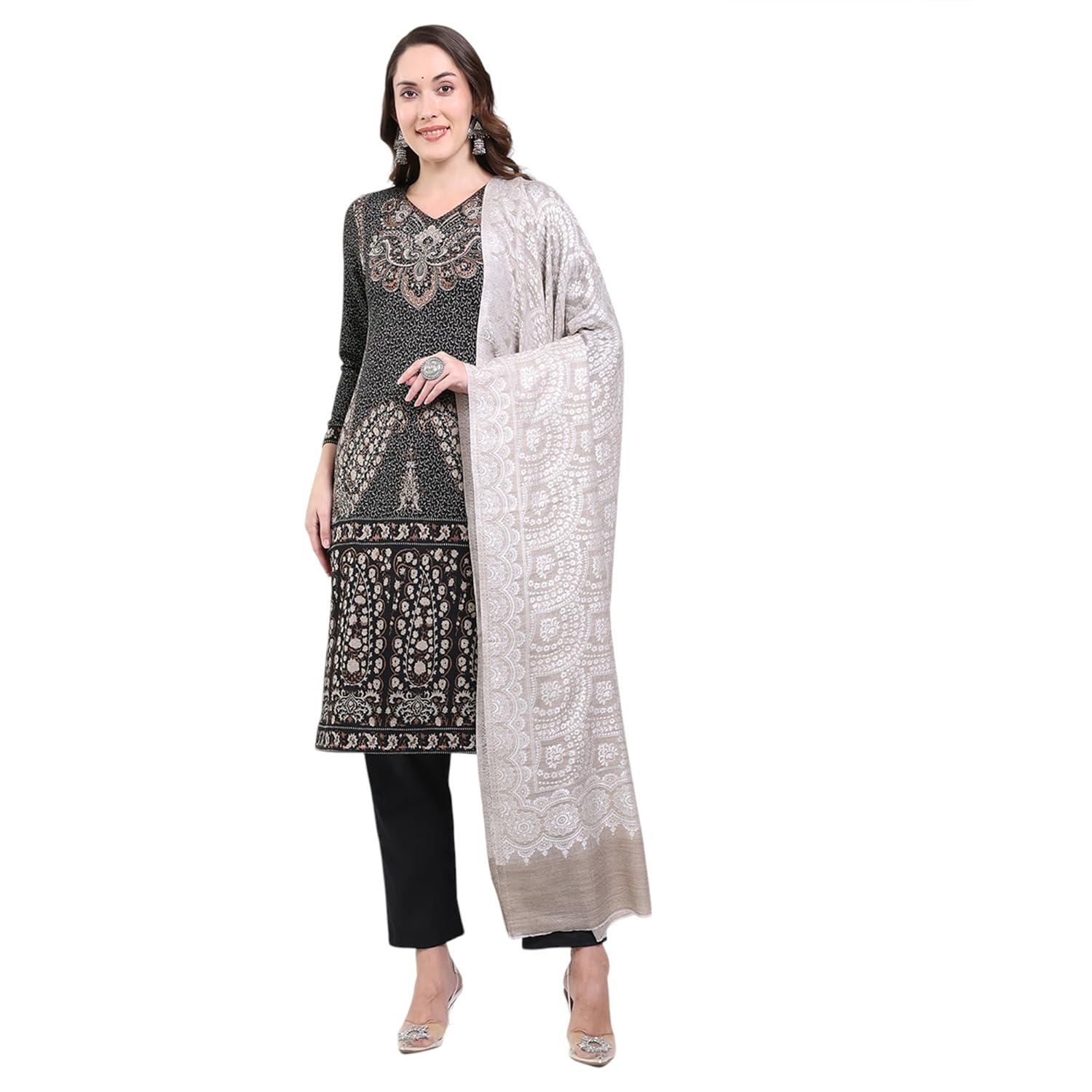 Women Woolen Winter Shawl | Soft Warm Stole for Ladies | Elegant Wool Wrap for Cold Weather | Stylish Traditional Winter Wear for Women (Pack Of 1)-image-16