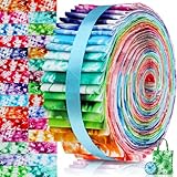 Tatuo 60 Stück Stoffrolle für Quilten Porzellan-Blumen-Quiltstreifen 2,56 x 39,4 Zoll/ 6.5 x 100 cm Vorgeschnittenes Patchwork für DIY, Basteln, Nähen(Wunderschön)