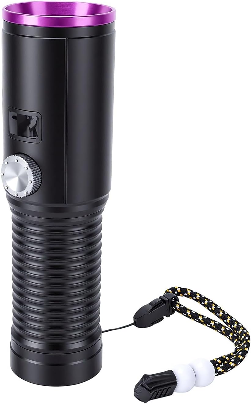 Diving Flashlight 7000LM | IPX8 Scuba Dive Light with 365nm Stepless Dimming Underwater Torch 50m Depth Aluminum Alloy for Photography Fishing Scuba