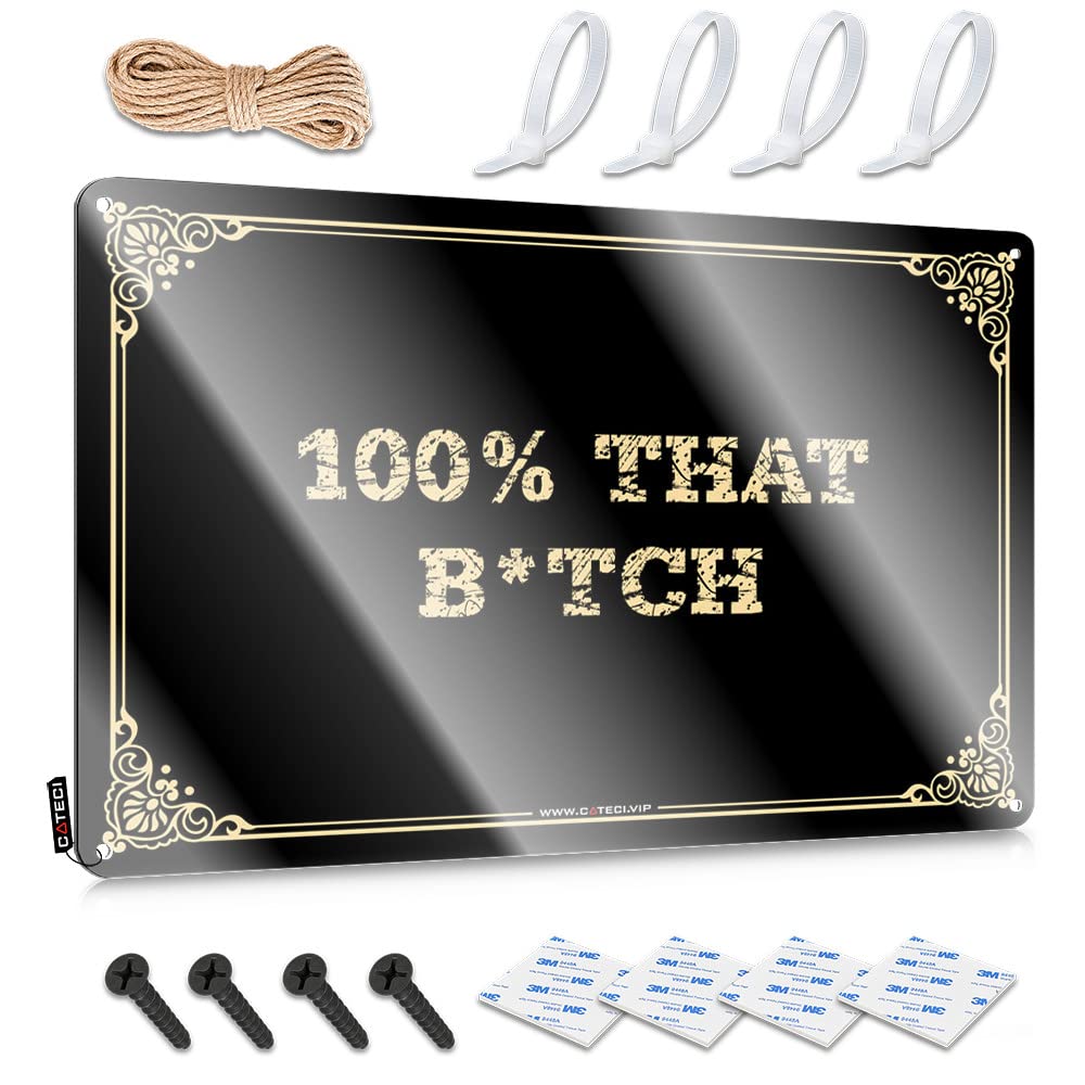 Shabby Chic Plaques, Tinsign Anniversary 100% That B*tch | Farmhouse Backyard Decor(30X40CM)