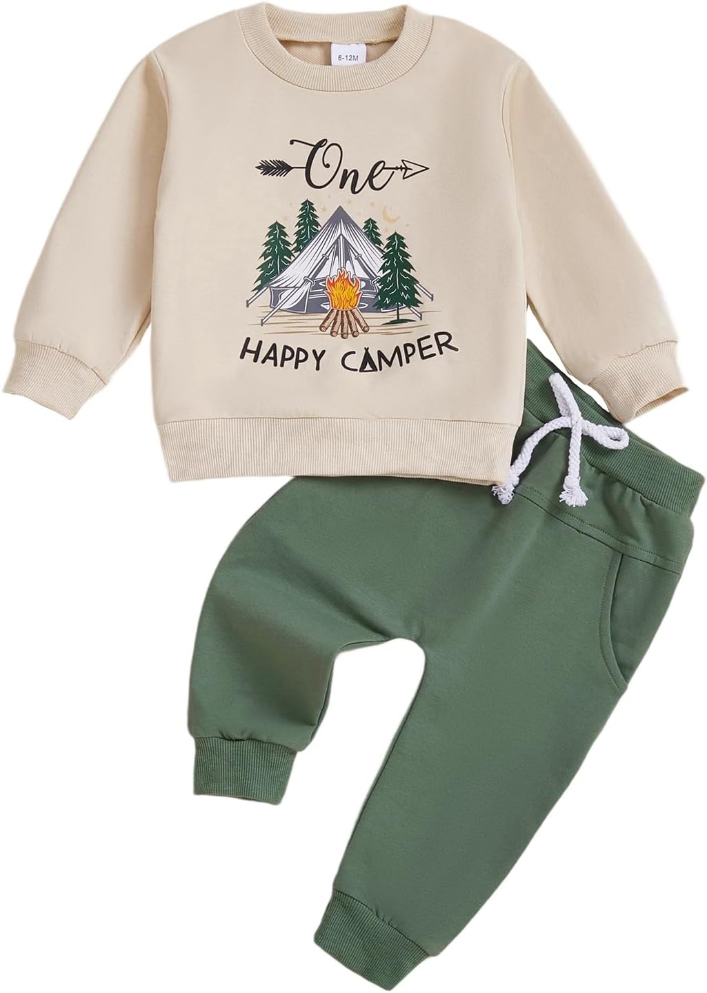 Baby Boy First Birthday Outfit Long Sleeve One Happy Camper Sweatshirt Jogger Pants Infant Fall 1St Birthday Clothes