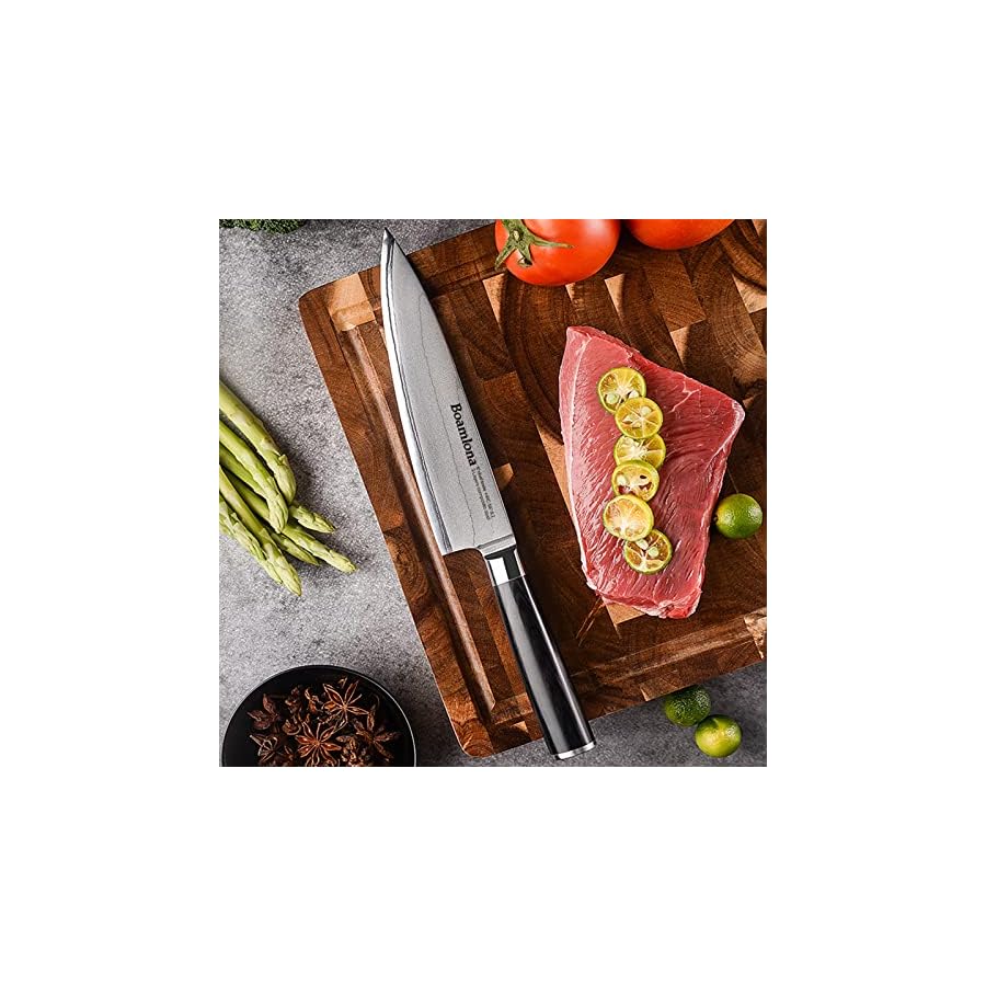 Japanese-Chef-Knife-8-Inch-9-Layers-9CR18MoV-High-Carbon-Steel-Razor-Sharp-with-Gift-BoxSheath BOAMLONA Japanese Chef Knife - 8 Inch - 9 Layers 9CR18MoV High Carbon Steel - Razor Sharp - with Gift Box&Sheath