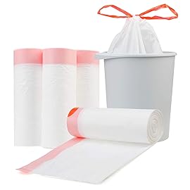 Magesh 4 Gallon Small Drawstring Trash Bags, White (Drawstring-4Gal150)