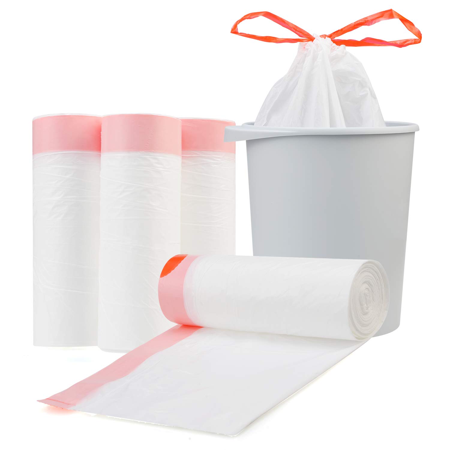 150 przezroczystych małych worków na śmieci 6 l (białe), wkładki do kosza na śmieci, małe plastikowe torby do domowego biura, kuchni, pasują do 10 litrów, 2,2,5, 3 galon, przezroczyste, torby 50 sztuk