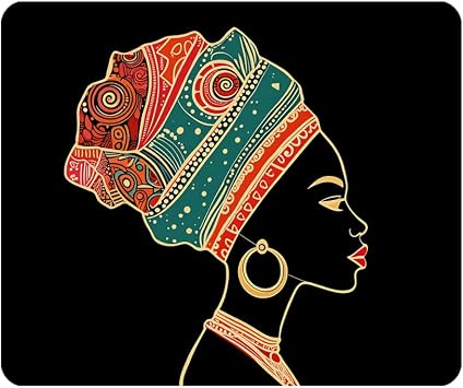 Gaming Mouse Pad Africa Portrait of Beautiful African Woman Earring Profile View Jewellery Ethnic Non-Slip Rubber Mouse Pad for Computers, Laptop, Office 9.5 Inch x 7.9 Inch