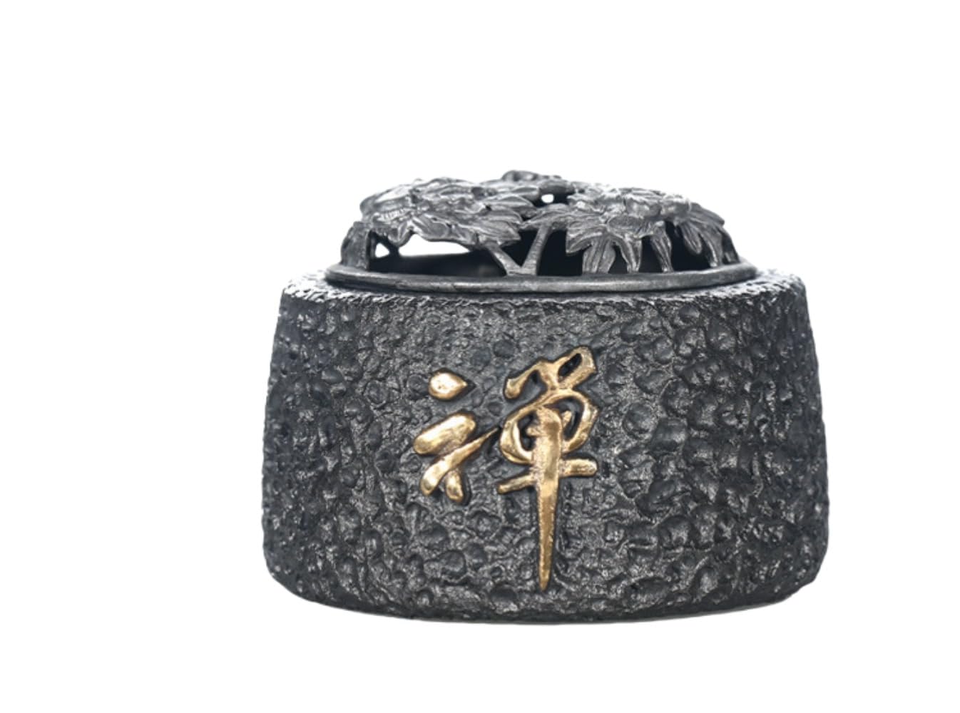 Cast Iron Incense Burner Petal Black Zen Tea Stove Design 3.3x3.5in Japan