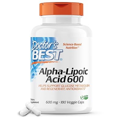 Doctor's Best Alpha-Lipoic Acid 600, Helps Support Glucose Metabolism - 180 Vegg&hellip;