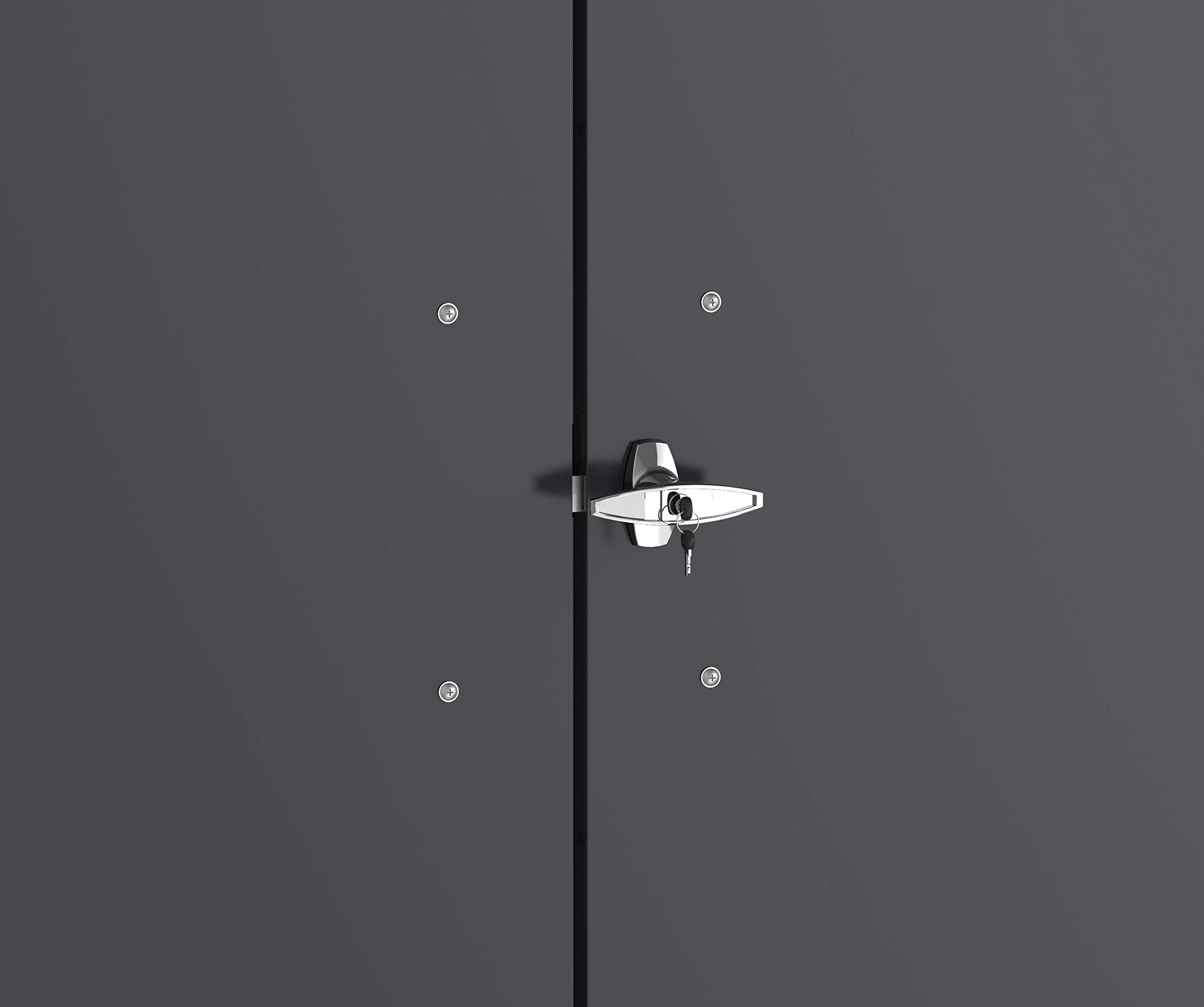 Duramax Mülltonnenbox für 2, Unterstand für 2 Mülltonnen mit Öffnung von oben und abschließbaren Doppeltüren, Lagerunterstand aus Metall, Verstecke für rollende Mülltonnen, Anthrazit