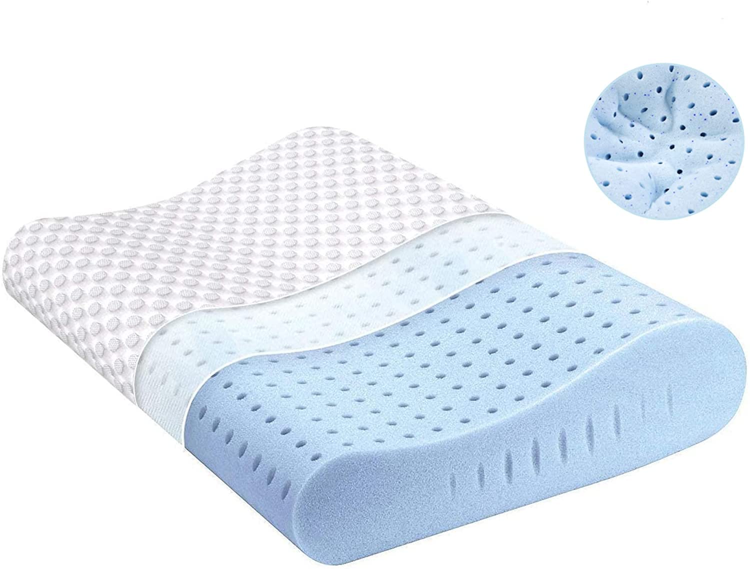 Opoiar Cooling Pillows for Sleeping, Ventilated Gel Memory Foam Pillow, Orthopedic Contour Pillow for Neck and Shoulder Pain Relief, Ergonomic Cube Bed Pillow with Breathable Pillowcase (Queen)