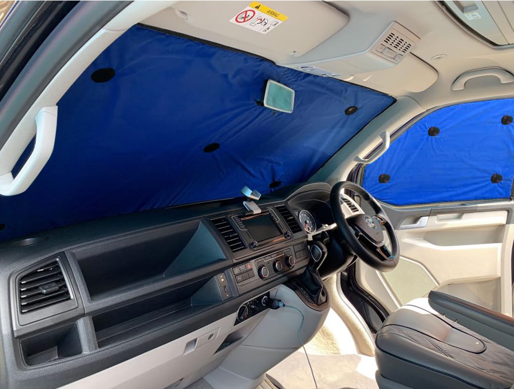 Covprotec Pair Of Middle Thermal Blinds, Compatible/Replacement For Vauxhall Vivaro (2019-Date) Backing Colour In Blue
