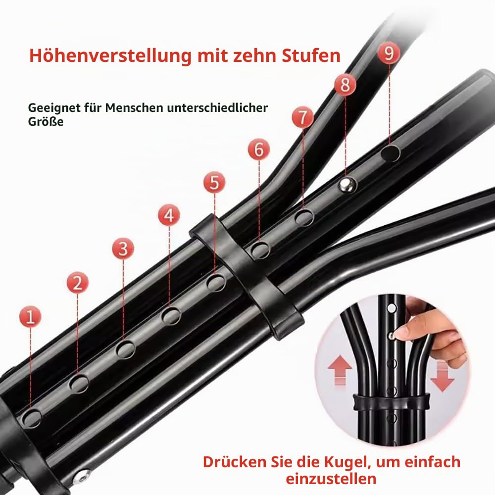 Krücken,Achselkrücken,Achselkrücken Höhenverstellbar,1 Paar(2pcs),Höhenverstellbar,Mit Weichen Unterarm-und Handauflagen,stoßdämpfend,Zusammenklappbar,für Behinderte nach Beinverletzungen Operationen