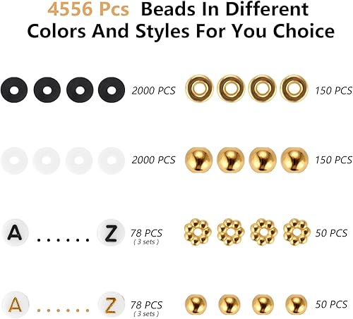 Miniatura 2 de Funtopia - Kit de pulsera de cuentas de arcilla blanca y negra, cuentas Heishi de arcilla polimérica para hacer joyas, kit de pulsera de la amistad