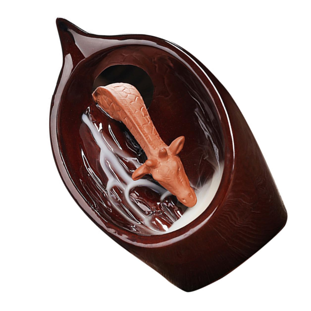 TOYANDONA Bruciatore di Incenso Ceramico Marrone Design Giraffa per Aromaterapia e Rilassamento, per Camera da Letto e Soggiorno Stile Creativo Retrò