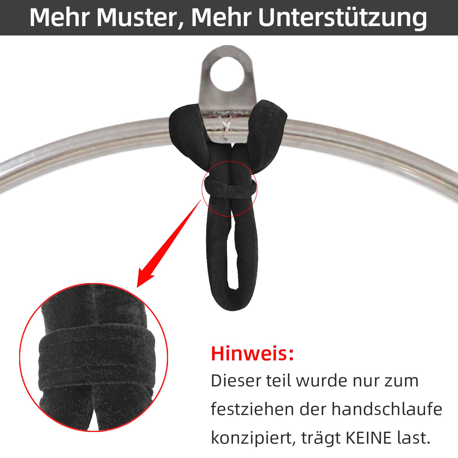 PRIOR FITNESS Lyra Aerial Hoop Schlaufengurt, Verbessert Nylon Rutschfestes 45cm/17.71" Handzubehör, SGS Maximale Traglast 272kg/600lb, Schlaufengurt Schlinge für Yoga, Luftakrobatik & Krafttraining