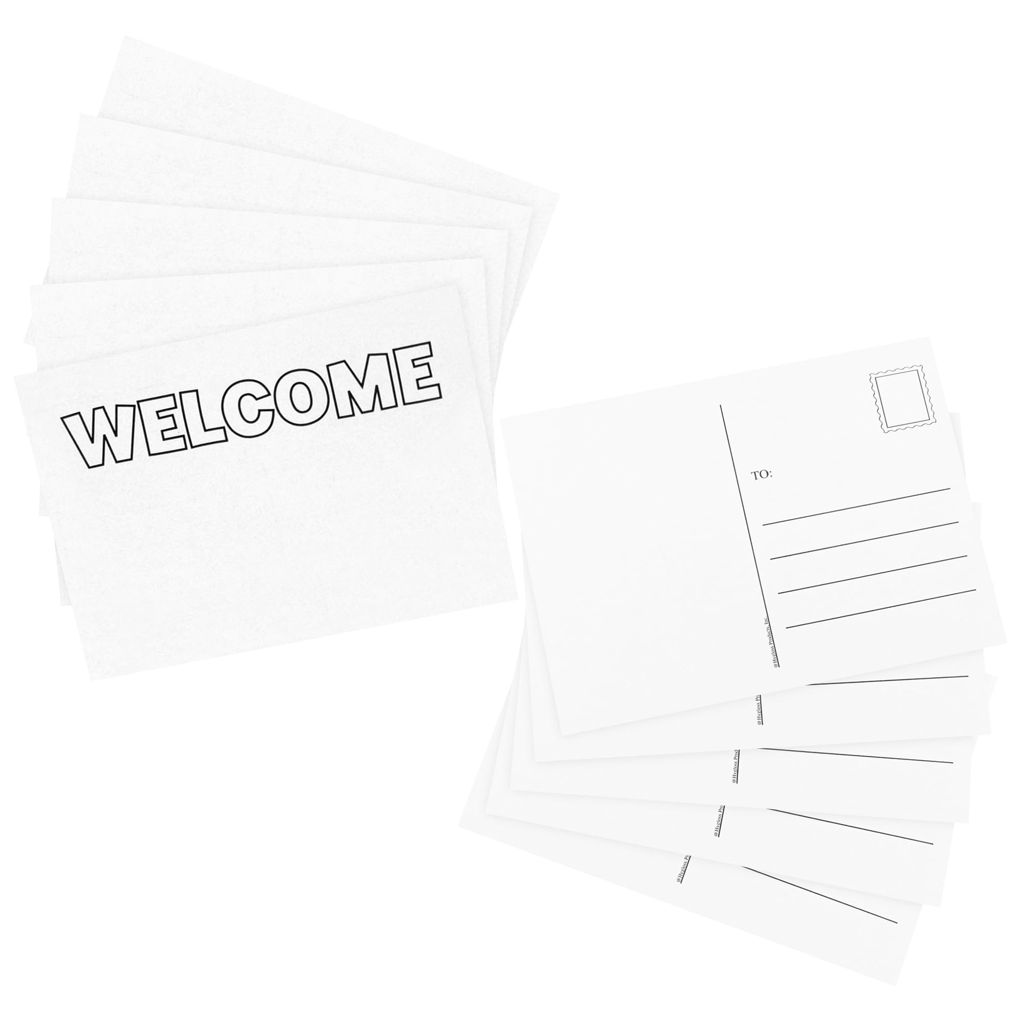 Condition photo showing New/Like New for Hygloss Blank Postcards For Mailing- 100-Pack Personalize-Your-Own Mailable Welcome White Postcard - 4” x 5 ½” - Says “Welcome” on Front – For Teachers, Daycare, Camp, Office and More
