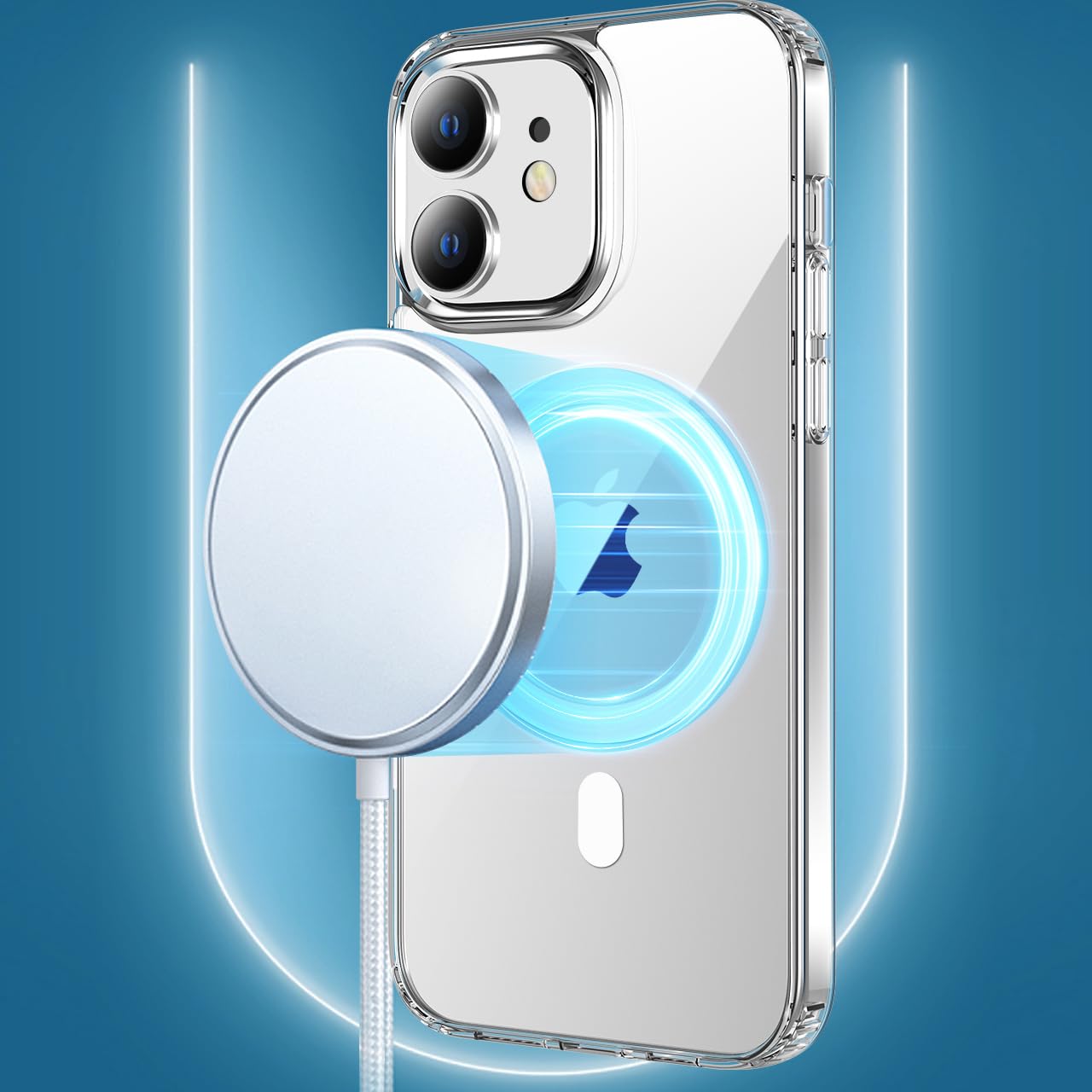 tigratigro Cover Magnetica per iPhone 12/12 Pro, Compatibile con MagSafe Ricarica Wireless, Anti Ingiallimento, Antiurto di Grado Militare, Custodia magnetica, Retro Antigraffio Trasparente