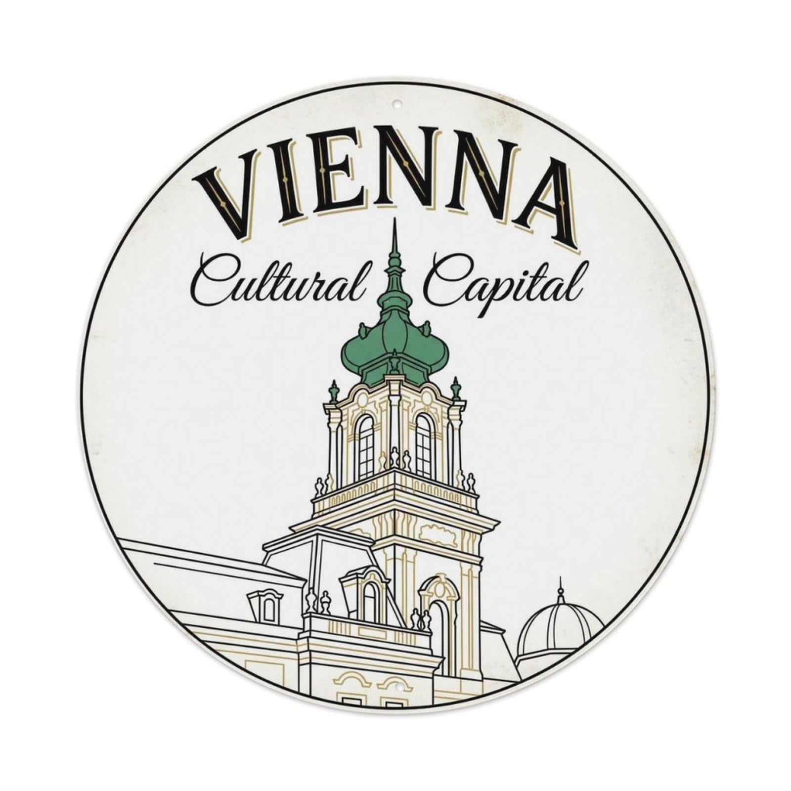 Yrnq 8X8inch Vintage Style Vintage Travel Vienna Austria Emblem Metal Tin Sign