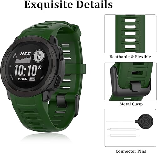 Miniatura 3 de Compatible con Garmin Instinct 2 Band, correa de silicona suave de repuesto para Garmin Instinct 2Instinct EsportsSolarTideTactical GPS