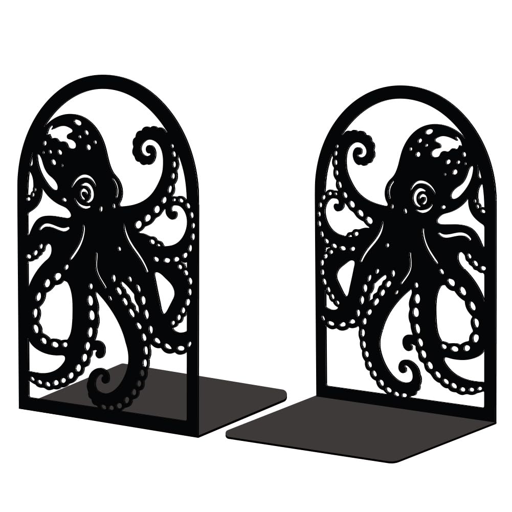 Peacoblue Buchstützen Metall,Oktopus Buchstütze Dekorativ für Bücher