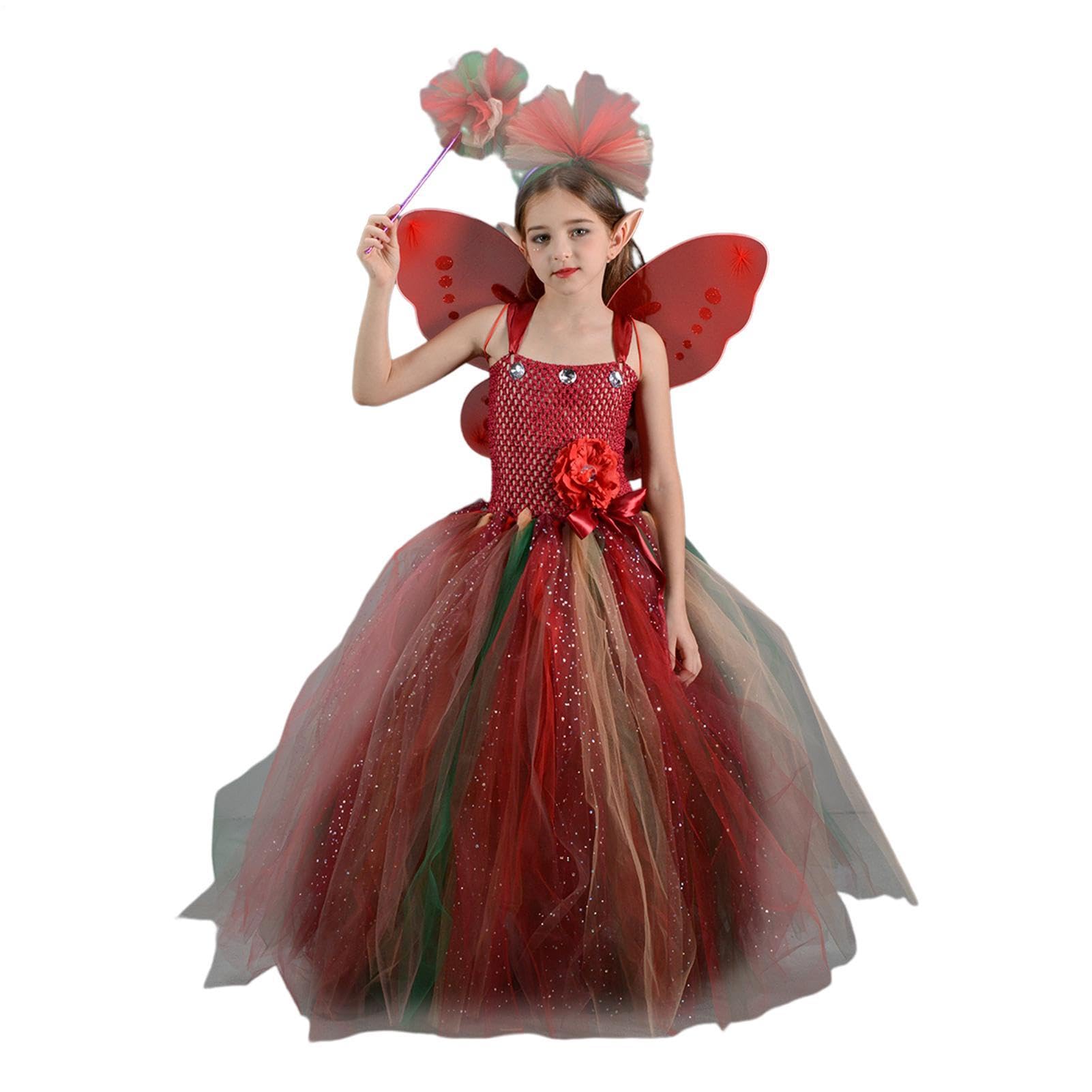 Generisch Costume da farfalla per bambine, per Halloween, con cerchietto e