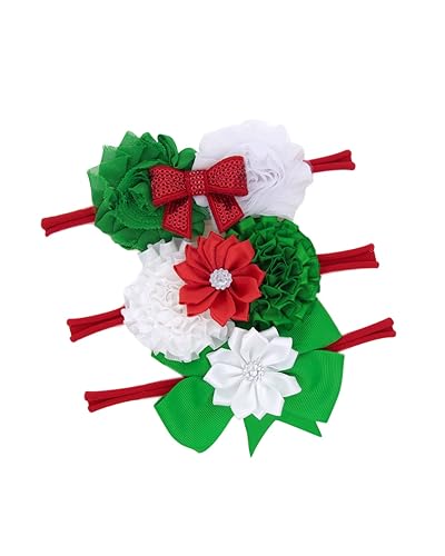 BBTDIN Diadema de flores de Navidad para bebé lazo para el cabello de las niñas lazo para el cabello de las flores tocado de Navidad para bebé BHC02