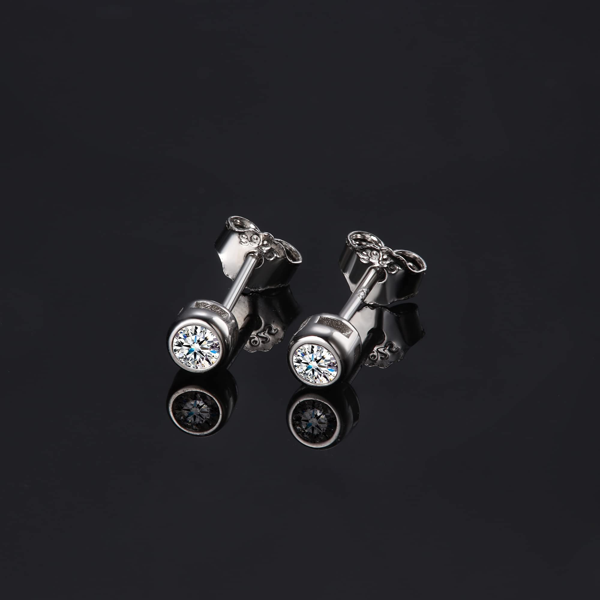 Moissanite Ohrstecker Sterling Silber 3 mm 0,1 Karat D Farbe VVS1 Klarheit Runder Schliff 18K Weißgold Vergoldet