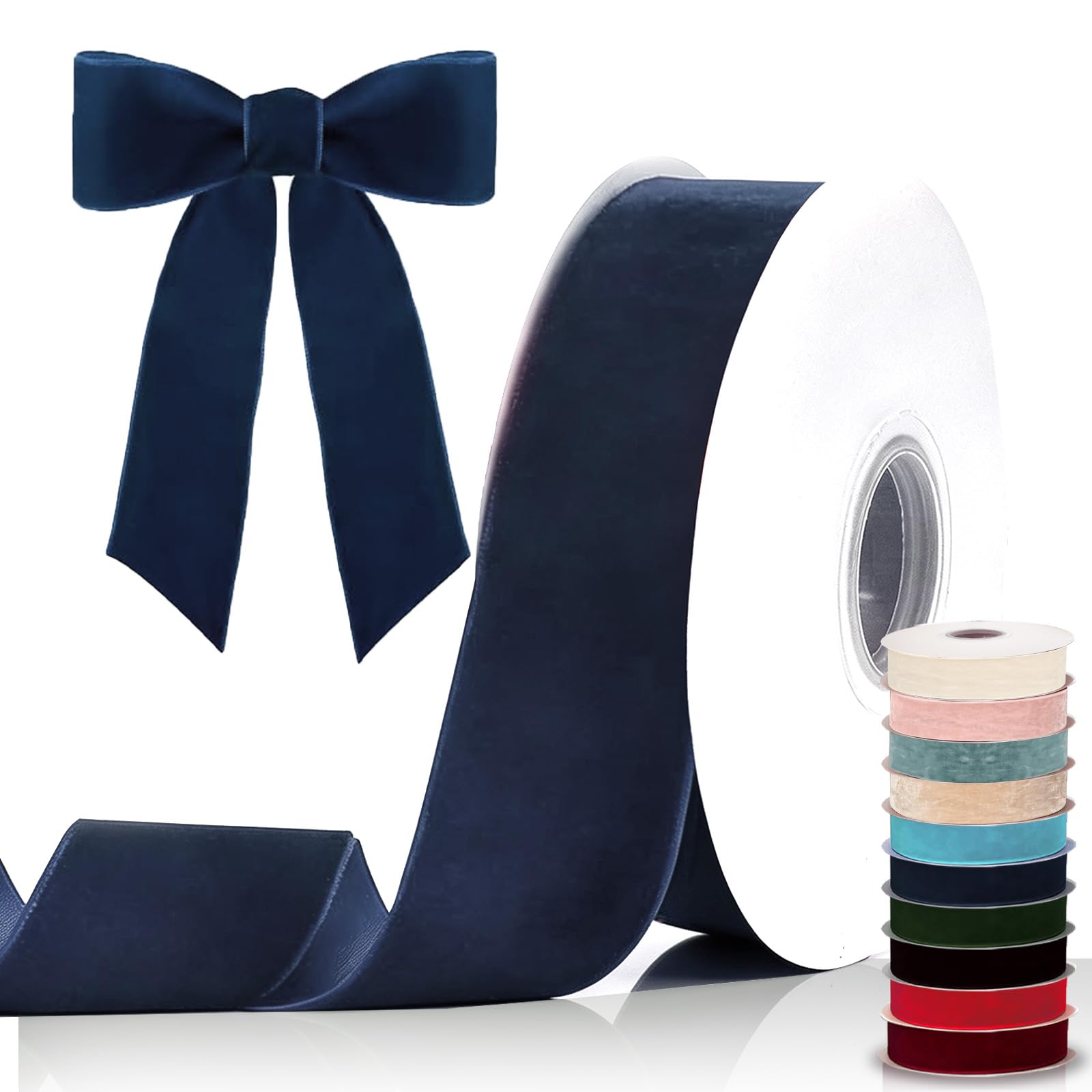9mx38mm Wide Navy Blue Velvet Ribbon Thick Velvet Blue Ribbons for Christmas Tree Bow,1.5Inch Vintage Velvets Ribbon for Gift Wrapping Bows Crafting Wedding Bouquet Birthday Xmas Wreath Garland Bow