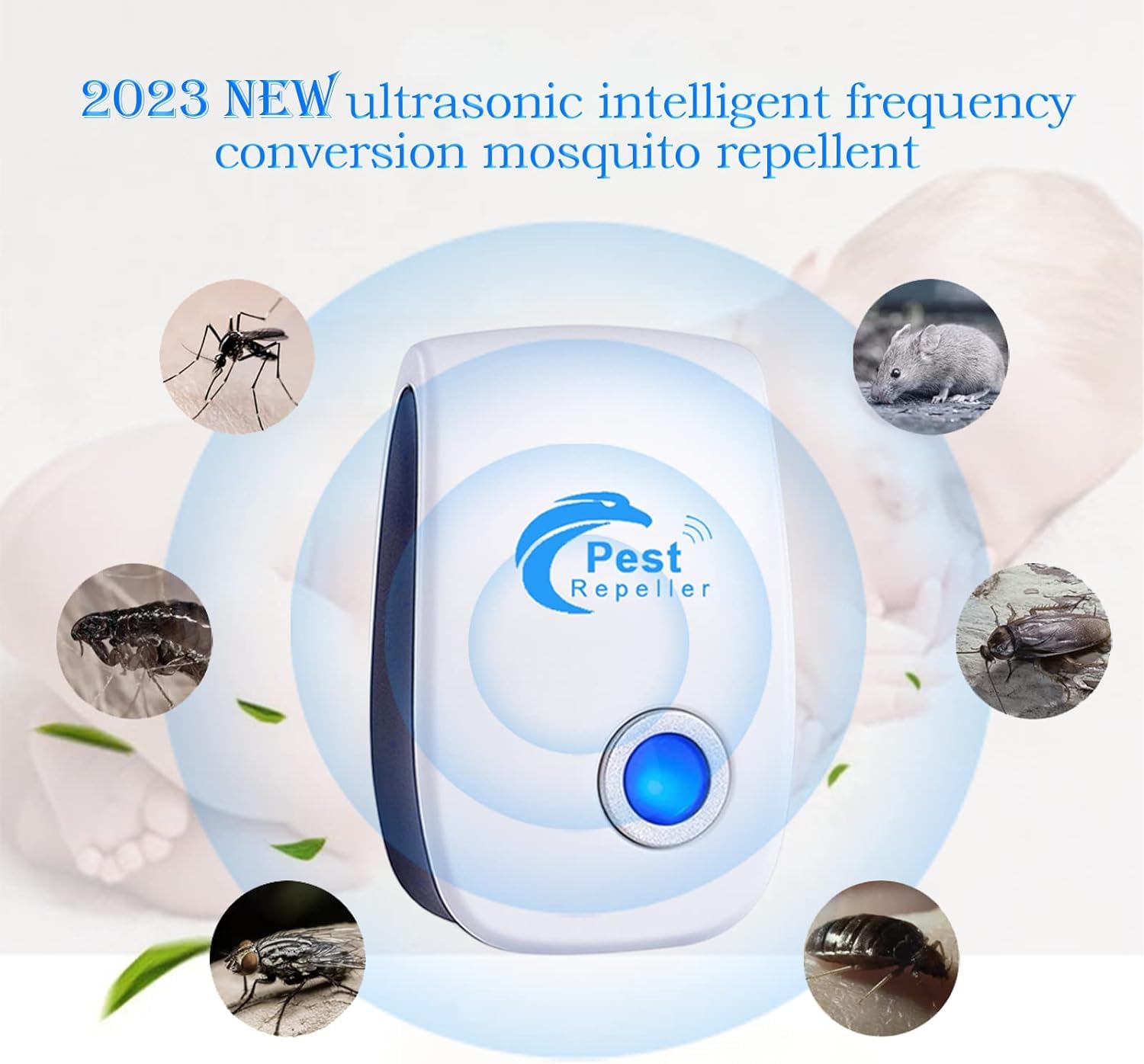 GD02451-Répulsif Ultrason Anti-Rongeurs Insectes Pest Répulsif Électronique Avec LED Lumière