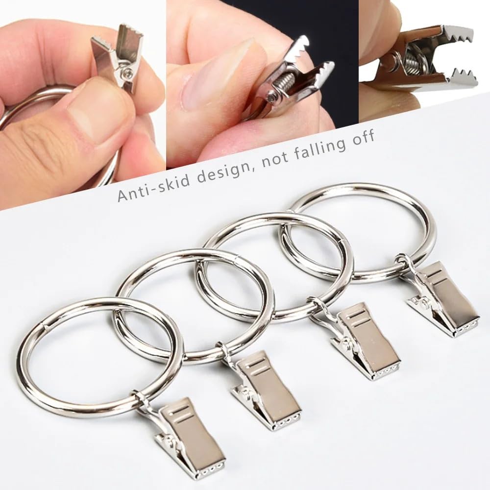 Duschvorhangringe Silberne Vorhangringe mit Clips, Metall, Badezimmerzubehör, Wohndekorationsring(40 Pieces)