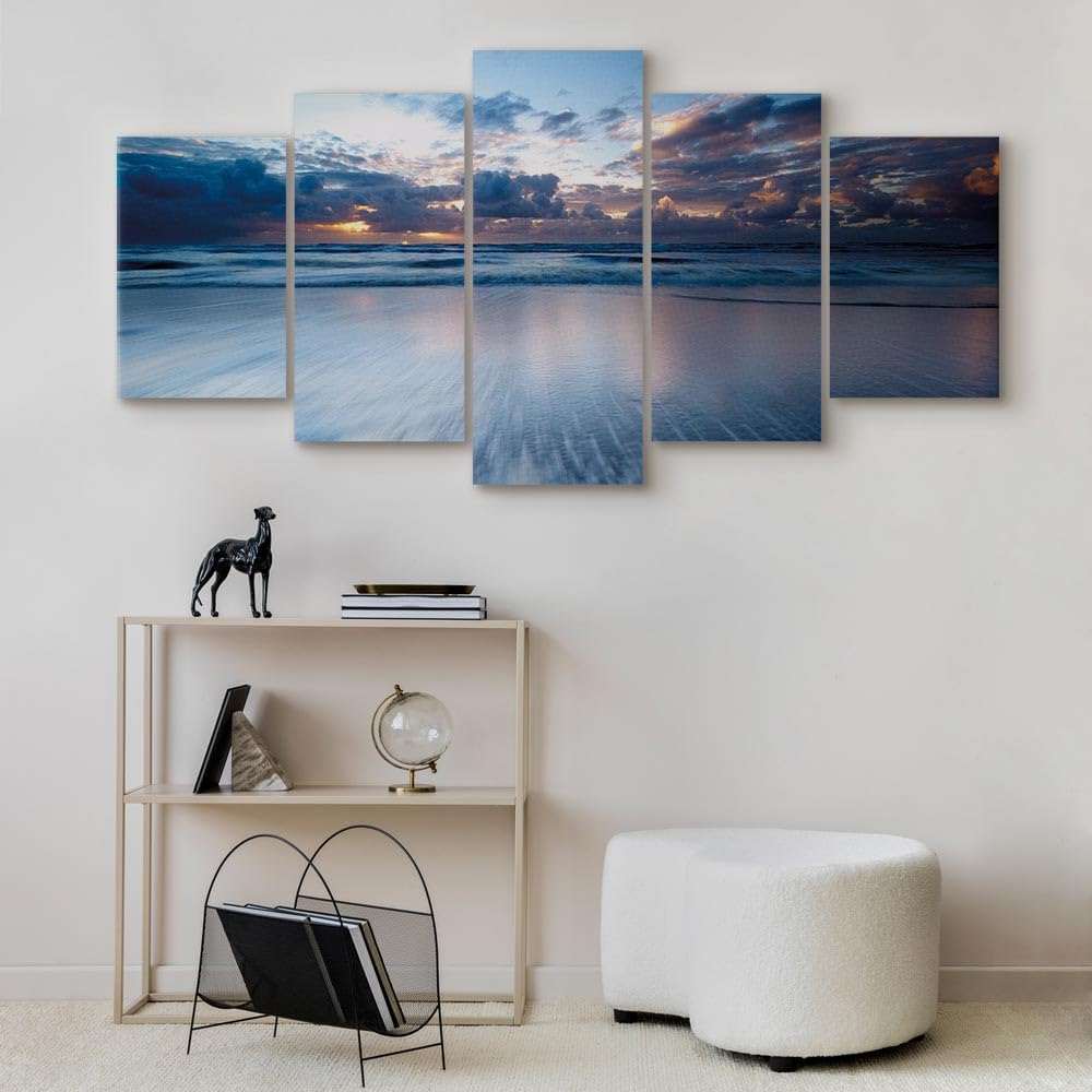 Cuadros B&D XXL - Cuadro en Lienzo Paisaje Naturaleza 225x112 cm 5 piezas - Impresión en material tejido no tejido cuadros decoracion salon modernos lienzos - Mar y Playa 030212-50