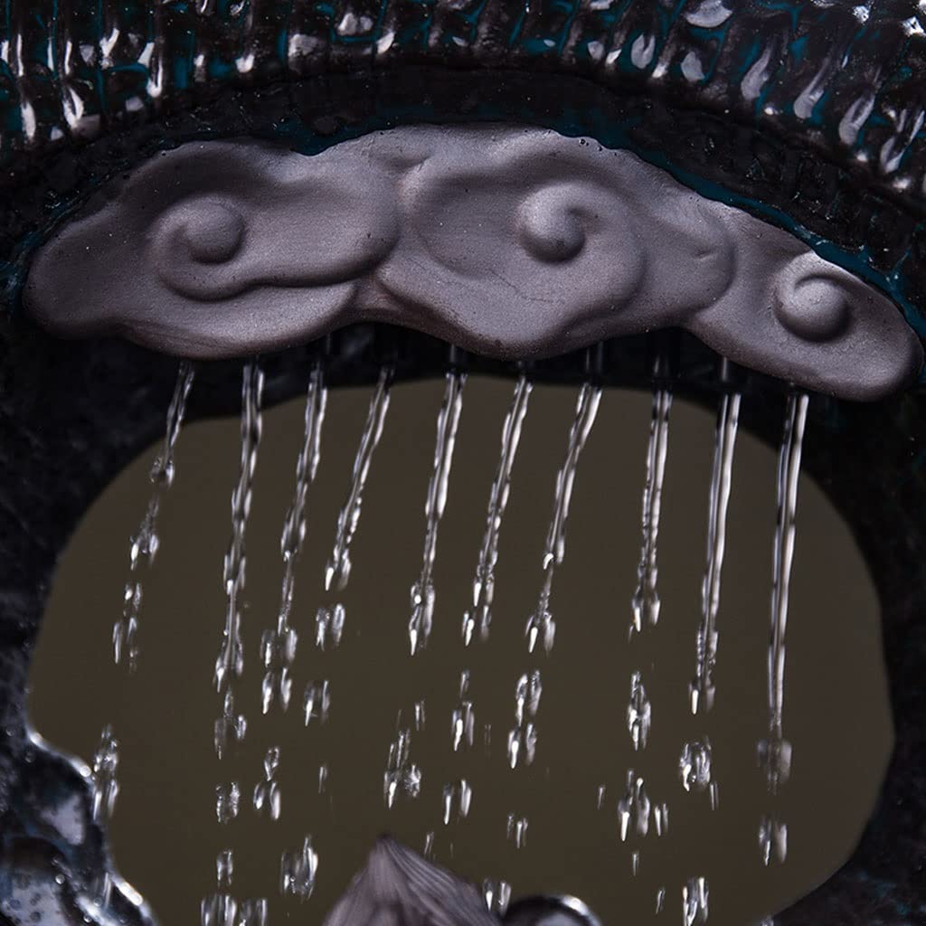 Fuente de Mesa Decorativa para Interior, Fuente de Agua con Cascada, de cerámica, Zen Estilo Oriental, decoración para salón, Dormitorio, Oficina, 33 x 13 x 23 cm